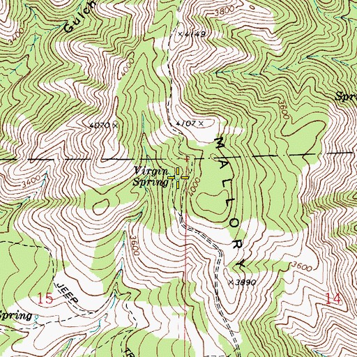 Topographic Map of Virgin Spring, WA