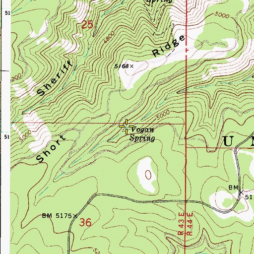 Topographic Map of Vogan Spring, WA