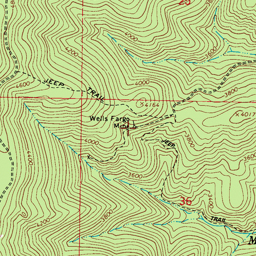 Topographic Map of Wells Fargo Mine, WA