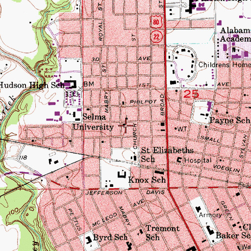 Topographic Map of Saint Pauls Christian Methodist Episcopal Church, AL