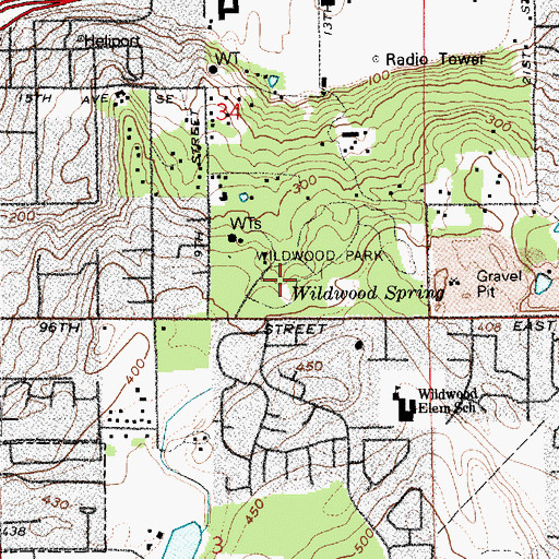 Topographic Map of Wildwood Park, WA