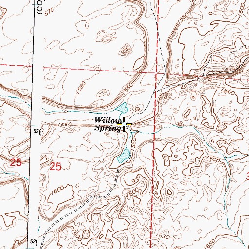 Topographic Map of Willow Spring, WA