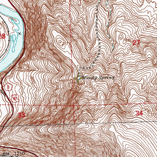 Topographic Map of Windy Spring, WA