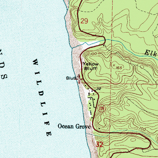 Topographic Map of Yellow Bluff, WA