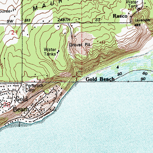 Topographic Map of Gold Beach, WA