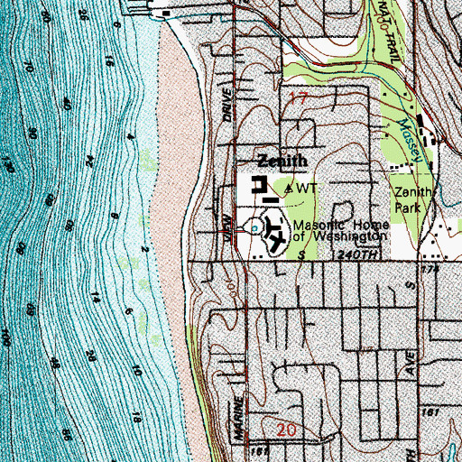 Topographic Map of Masonic Home of Washington, WA