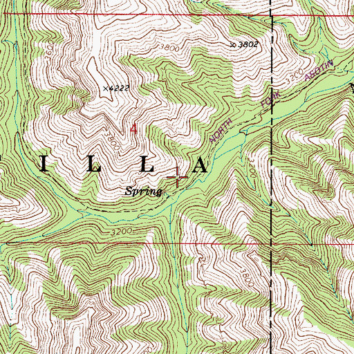 Topographic Map of North Fork Asotin Creek Trail, WA