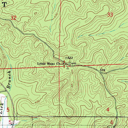 Topographic Map of Little Hope Cemetery, AL