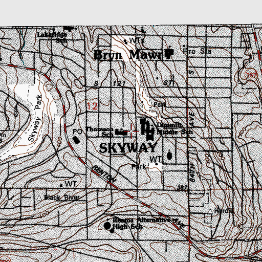 Topographic Map of Dimmitt Middle School, WA