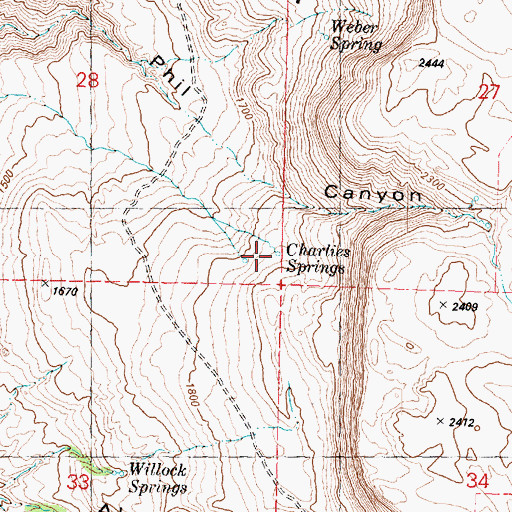 Topographic Map of Charlies Springs, WA