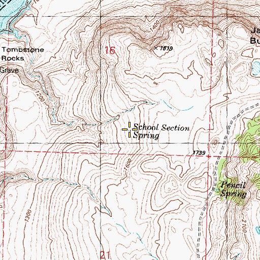 Topographic Map of School Section Spring, WA