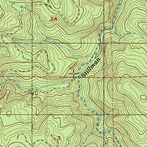 Topographic Map of West Fork Stillman Creek, WA
