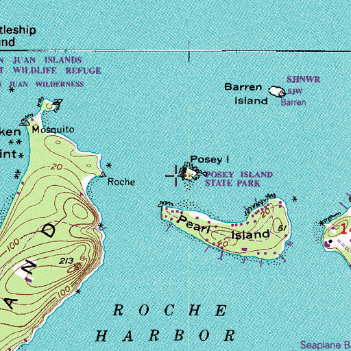 Topographic Map of Posey Island, WA