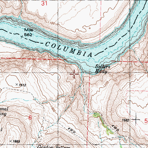 Topographic Map of Trefry Canyon, WA