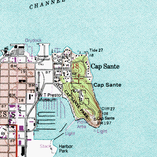Topographic Map of Cap Sante, WA