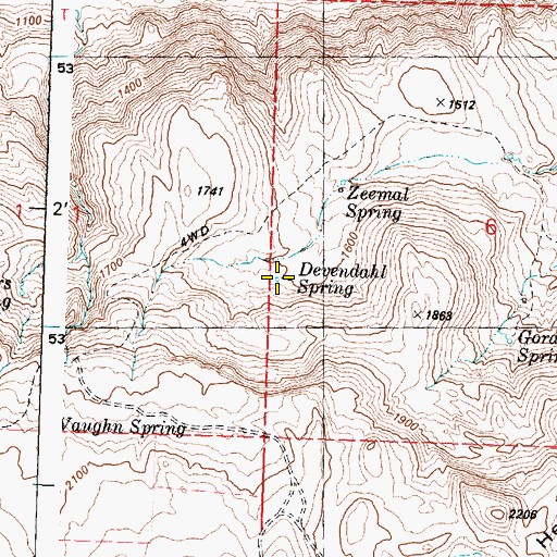 Topographic Map of Devendahl Spring, WA