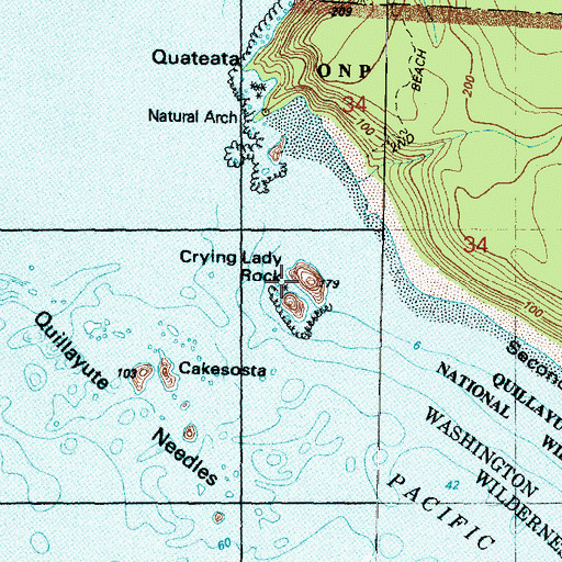 Topographic Map of Crying Lady Rock, WA