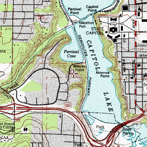 Topographic Map of Warren Point, WA
