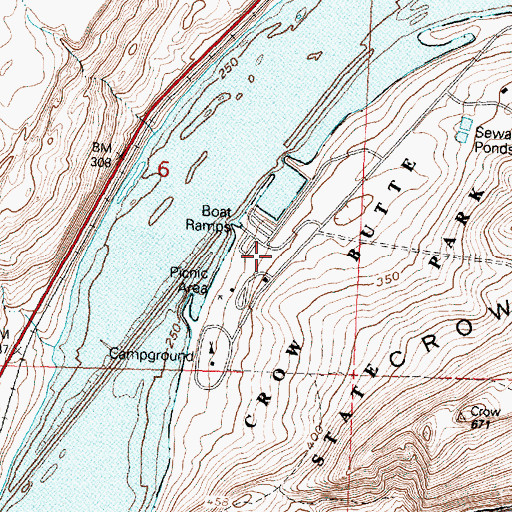 Topographic Map of Crow Butte State Park, WA