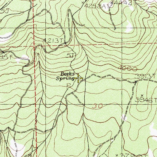 Topographic Map of Beeks Spring, WA