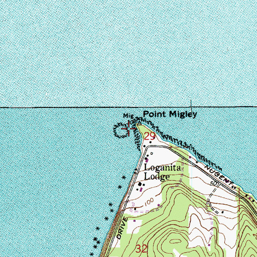 Topographic Map of Point Migley, WA