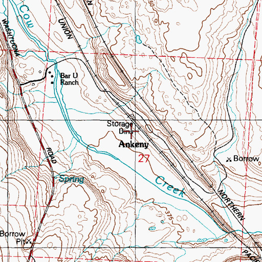 Topographic Map of Ankeny, WA