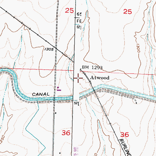 Topographic Map of Atwood, WA