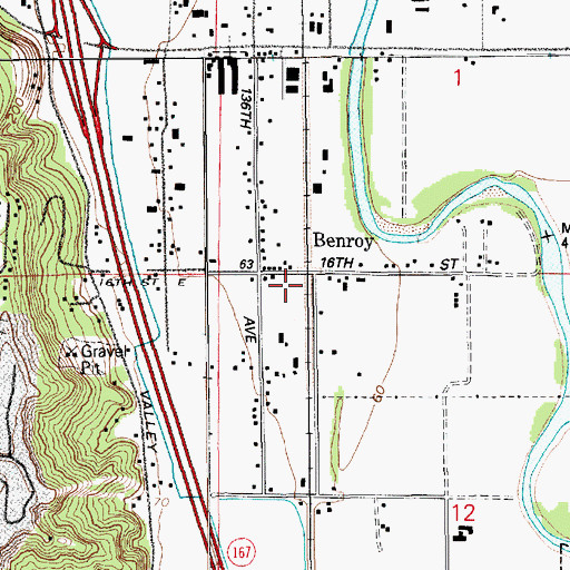 Topographic Map of Benroy, WA