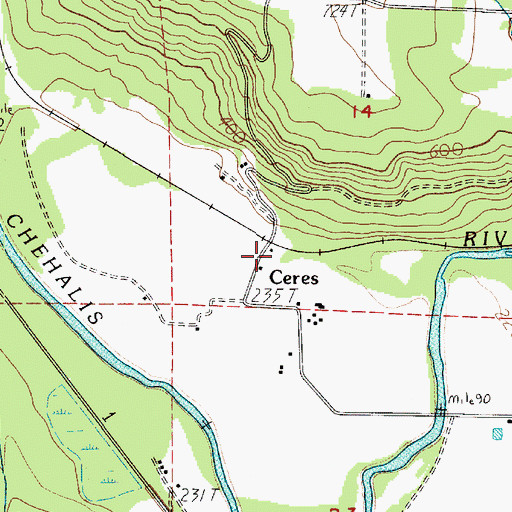Topographic Map of Ceres, WA