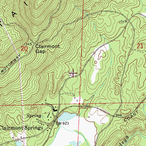 Topographic Map of Clairmont Springs Church, AL