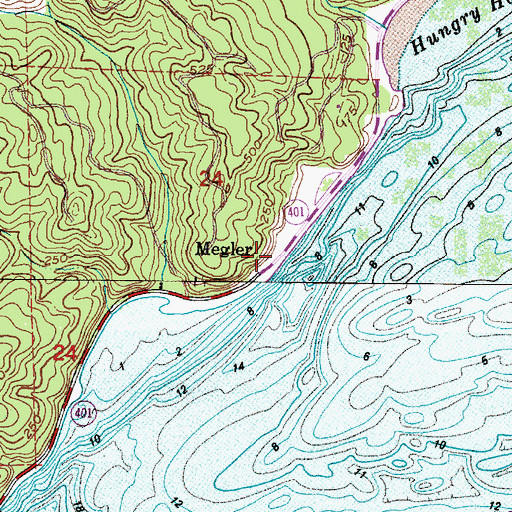 Topographic Map of Megler, WA