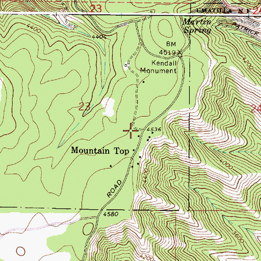 Topographic Map of Mountain Top, WA