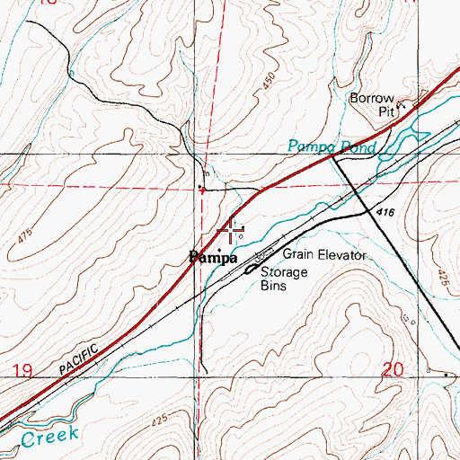 Topographic Map of Pampa, WA