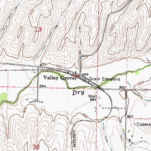 Topographic Map of Valley Grove, WA