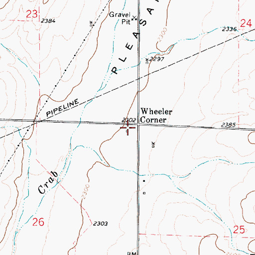 Topographic Map of Wheeler Corner, WA