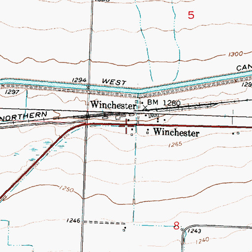 Topographic Map of Winchester, WA