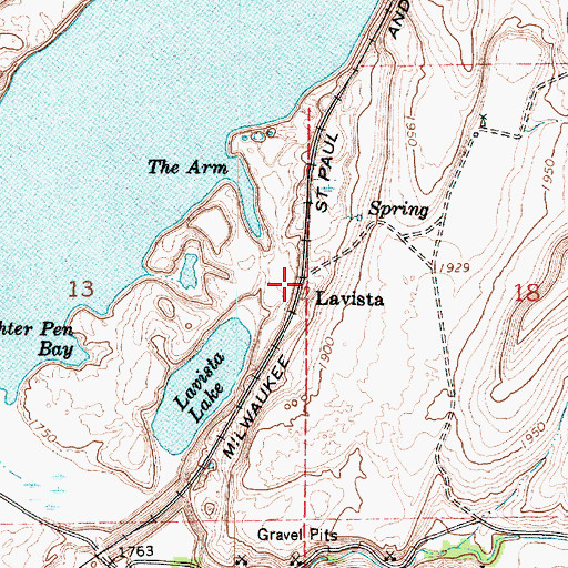 Topographic Map of Lavista, WA