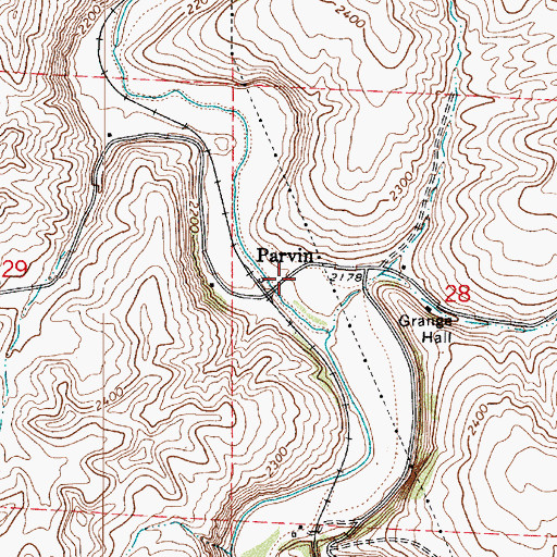 Topographic Map of Parvin, WA