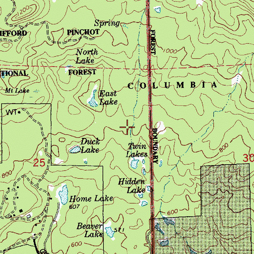 Topographic Map of Twin Lakes, WA