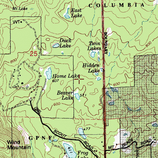 Topographic Map of Long Lake, WA