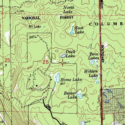 Topographic Map of Duck Lake, WA