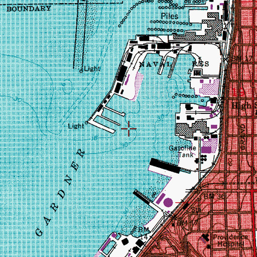 Topographic Map of East Waterway, WA