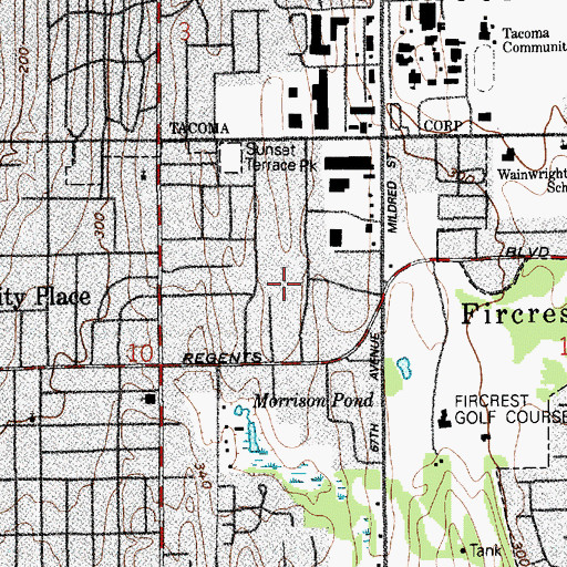 Topographic Map of Tacoma Airport (historical), WA