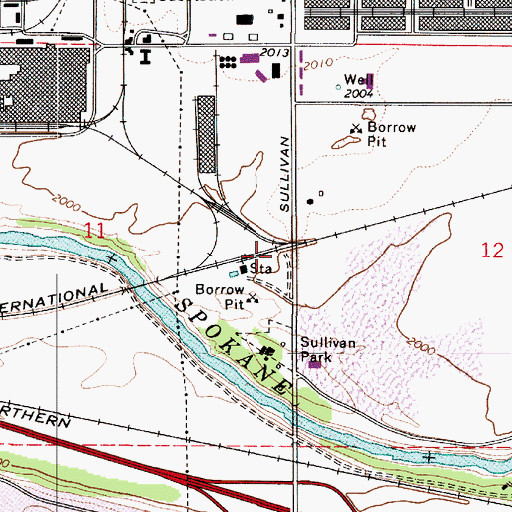 Topographic Map of Trentwood, WA