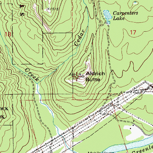 Topographic Map of Aldrich Butte Lookout, WA