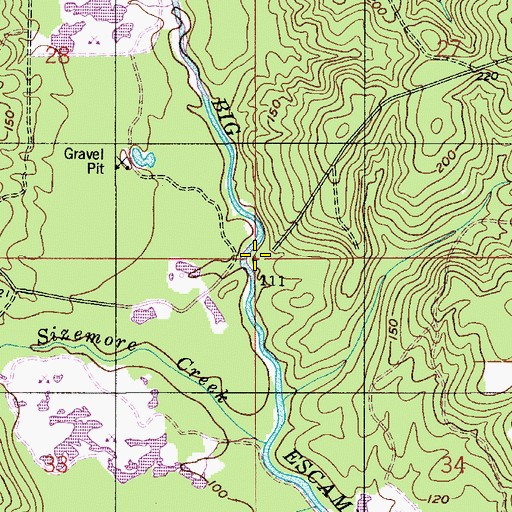 Topographic Map of Sizemore Creek Oil Field, AL