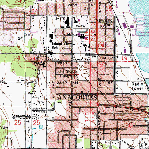Topographic Map of John Storvik Playground, WA
