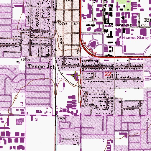 Topographic Map of Tempe Saint Luke's Hospital, AZ