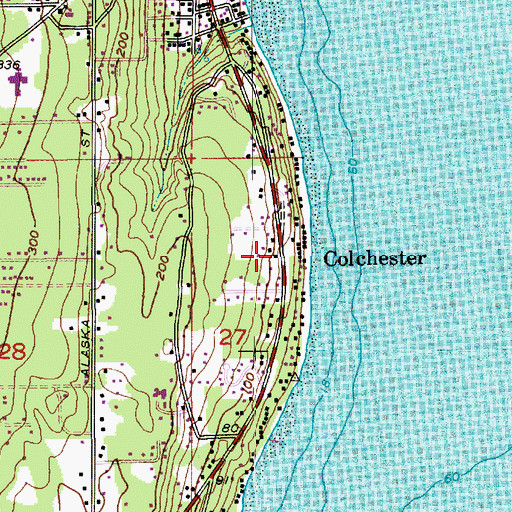 Topographic Map of Colchester, WA