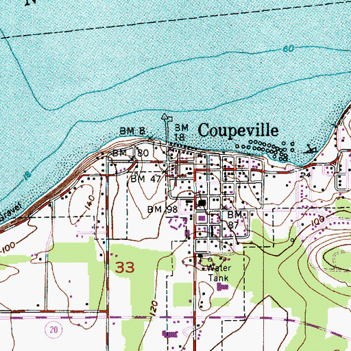 Topographic Map of Coupeville, WA